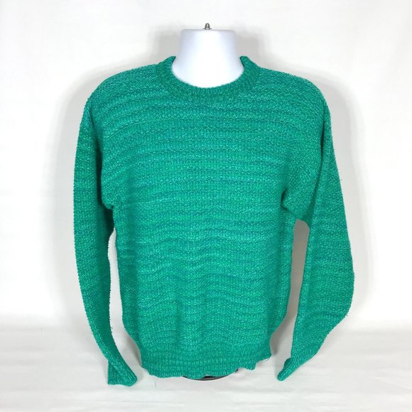 VTG Cedar Bend Made in USA Green Wool Blend Knit Pullover Sweater Mens Medium - Picture 1 of 6